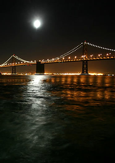 Bay Bridge  Photo taken at night from the ferry.